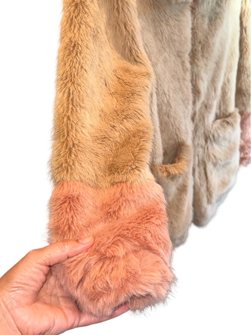 Zara Girls Faux Fur Coat Tan & Pink Size 10 (140 cm) - Picture 16 of 17